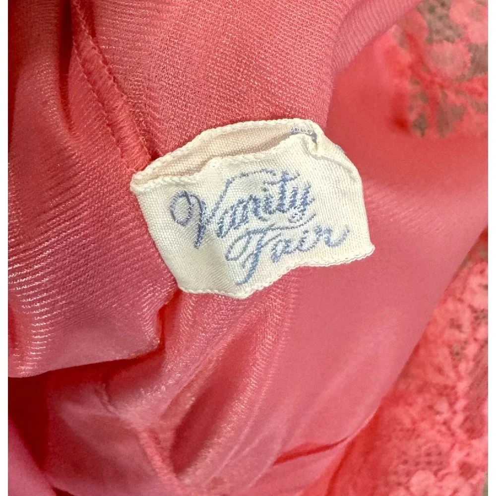 Pink Chiffon Nightgown Peignoir Robe Barbie Ballerina Sissy Coquette Vintage 60s - Picture 6 of 15